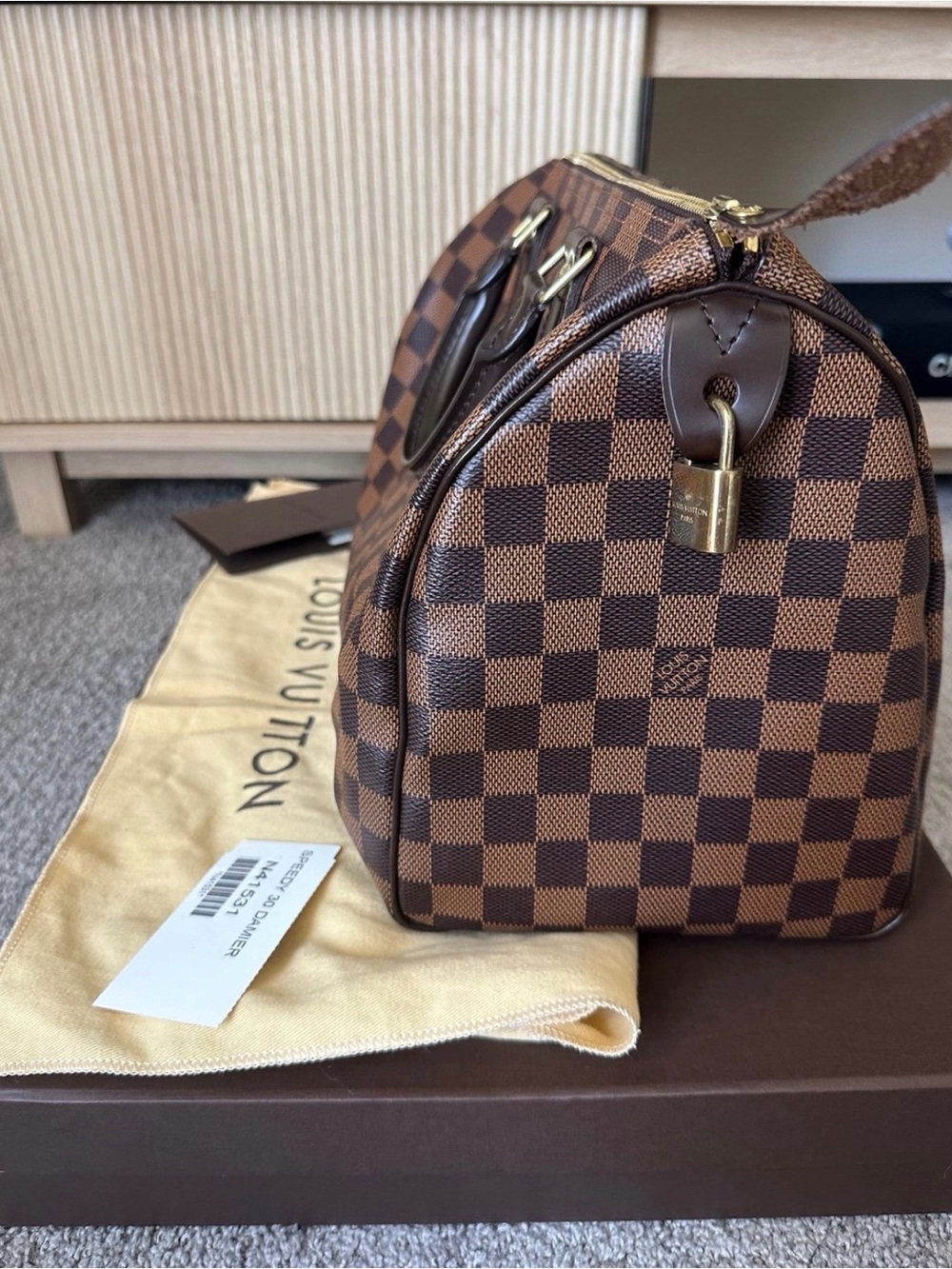 Louis Vuitton Damier Ebene Speedy 30 Duffel Bag in Brown - Picture 2 of 6